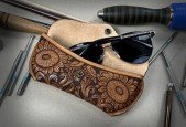 Leather carved eyeglass case