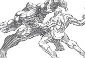 Drawing a Superhero fight scene from start to finish