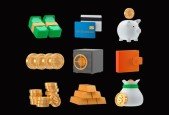 Create 3D finance icon set with Cinema 4D