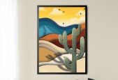 Bold and Dusty Desert Dunes and Cactus Scene in Procreate
