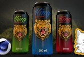 3D Product Visualization in Cinema 4D Energy Drink Poster