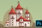Design a 2d Game Castle in Photoshop.