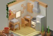 Isometric Kitchen Room Made In Blender 3
