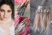 Jewelry making- Bead Embroidery Feather Earrings, Handmade