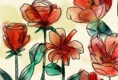 Continuous Line Floral Layout with Watercolour in Procreate