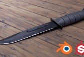 Combat Knife 3D Game Asset in Blender and Substance Painter