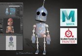 Maya and Substance Painter Model and texture Old 3D Robot